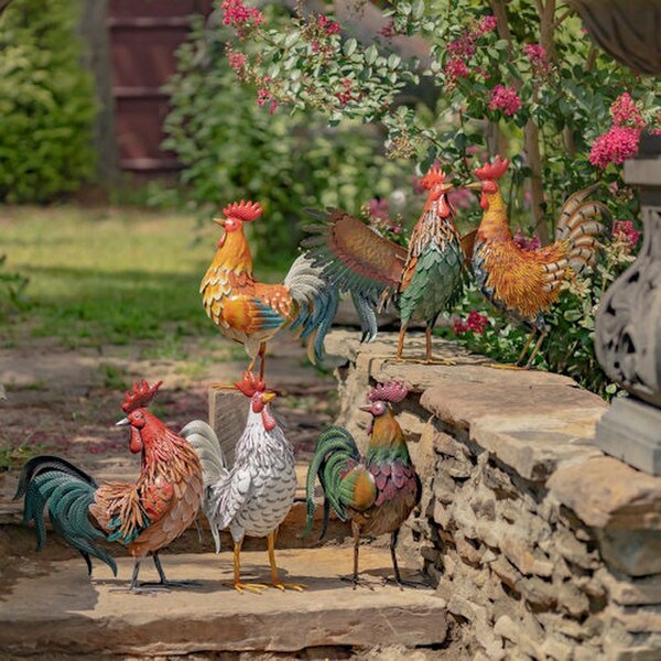 Roosters Iron Set of 6 Sculptures